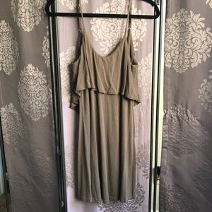 Olive Green Low Back Ruffled Dress